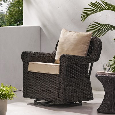 GDFStudio Admiral Outdoor Wicker Swivel Rocking Chair with Cushions