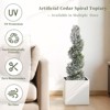 poetree 3ft / 4ft Artificial Snow-Flocked Spiral Topiary Tree with Planter,Christmas Trees for Indoor and Outdoor, Boxwood or Cedar,Set of 2 - 4 of 4