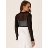 INSPIRE CHIC Women's Elegant Sheer Mesh Long Sleeve Ruffle Collar Crop Bolero - 3 of 4