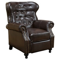 Davidson Push Back Pu Leather Recliner Dark Brown, High Back Leather Recliner Chair