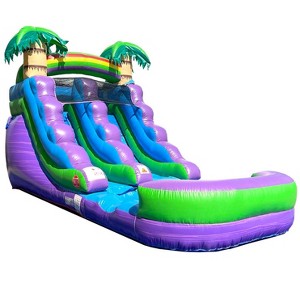 Pogo Bounce House Crossover Kids Inflatable Water Slide, Purple Marble no blower, 12 ft - 1 of 4