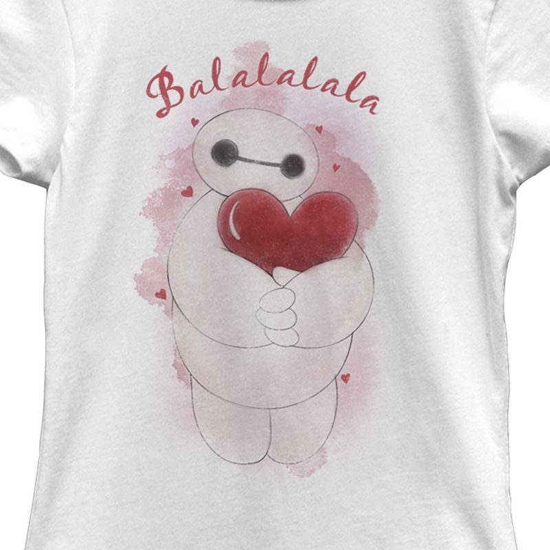 Girl's Big Hero 6 Valentine Baymax Heart Hug T-Shirt, 2 of 5