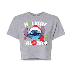 Women's - Lilo and Stitch - Holiday Aloha Cropped Graphic T-Shirt - 1 of 4