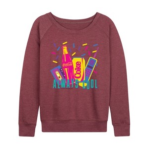 Women's - Coca-Cola - 90's Retro Style Lightweight French Terry Wide Neck Long Sleeve Shirt - 1 of 4