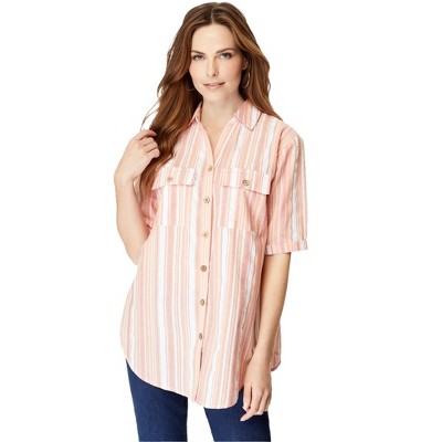 Roaman's Women's Plus Size Seersucker Big Shirt