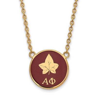 Black Bow Jewelry 14k Yellow Gold Plated Sterling Silver Alpha Phi Greek Life Necklace 18 Inch