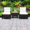 Tangkula Outdoor Patio 5PCS Rattan Conversation Furniture Set Acacia Wood Frame Chair with Coffee Table & 2 Ottomans for Backyard&Poolside - 3 of 4