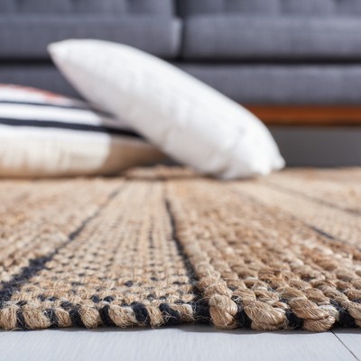 Handmade Black and Natural Cotton Jute 5' x 8' Area Rug