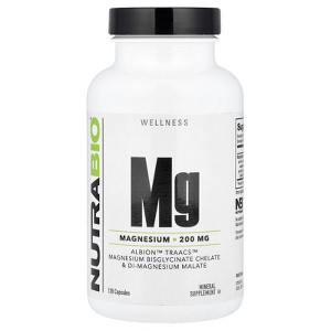 NutraBio Mg Magnesium, 120 Capsules (100 mg per Capsule) - 1 of 4