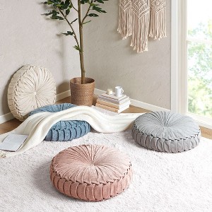 Vynxaria 22" Poly Chenille Round Floor Pillow Cushion - Cozy Comfort with Feminine Flair - 1 of 4