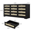 12 Drawer Dresser for Bedroom, Modern Farmhouse Rattan Chest of Drawers with Handles, Wood Dresser for Closet - 2 of 4