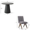 3-Piece Black Round Concrete Table Set, 35" Manufactured Black Round Dining Room Table with 2 Upholstered Chairs, Accent Table Set-Maison Boucle - 3 of 4