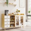 Sideboard Buffet Cabinet, 55" Large Kitchen Storage Cabinet with Glass Doors, Wood Coffee Bar with Drawers and Open Shelves, Modern Storage Cabinets - 4 of 4