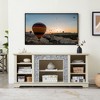 58" Modern TV Media Stand with Faux Stacked Stone Surround, Entertainment Console with Open Storage Shelves, Fireplace Mantel Style Design - 2 of 4