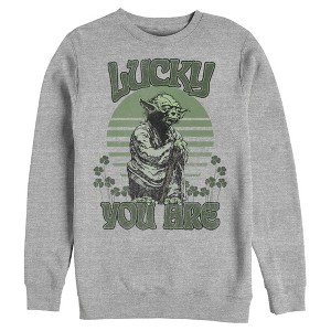 Men's Star Wars St. Patrick's Day Yoda Lucky You Are Clovers Sweatshirt - 1 of 3