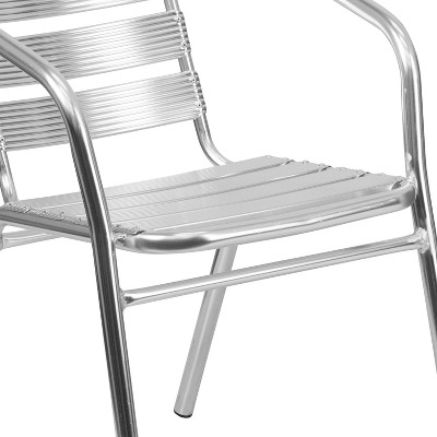 Sleek Silver Aluminum Indoor-Outdoor Dining Chair with Ladder Back