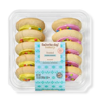 Spring Pink & Yellow Frosted Sugar Cookies - 13.5oz/10ct - Favorite Day™