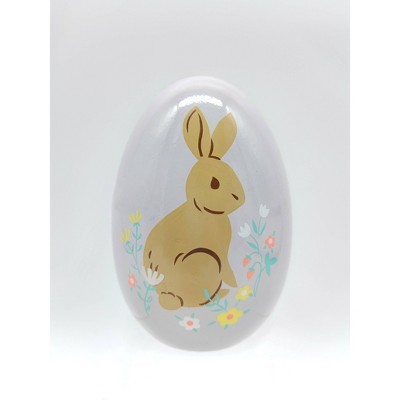 Small Decorative Printed Wood Easter Egg Bunny Brown - Spritz™