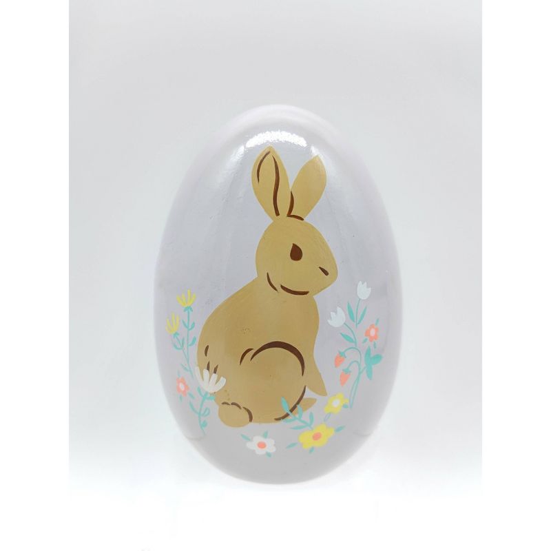 Small Decorative Printed Wood Easter Egg Bunny Brown - Spritz&#8482;, 1 of 9