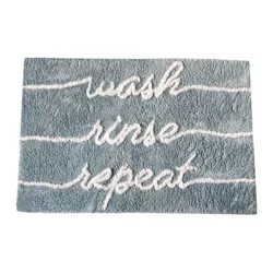 Wash Rinse Repeat Word Novelty Cute Bath Rug - 20"x30" - Spa Blue - Elrene Home Fashions