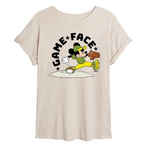 Women's - Disney - Game Face Baseball Oversized Graphic T-Shirt - 1 of 4