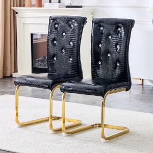 KTMBDW Faux Leather Metal Frame Dining Chairs,Modern Retro Alligator Skin Upholstered Dining Chairs for Kitchen,Living Room - 1 of 4