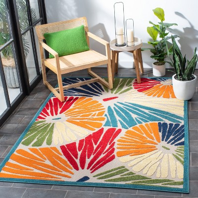 Ivory Geometric Easy Care Synthetic Area Rug 5'3" x 7'7"
