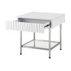 Waves Coastal 1 Drawer Side Table Glossy White - Treasure Trove Accents: Modern 24x24 End, Fluted Design, Stainless Frame - 3 of 4