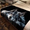 Four Season Flannel Throw Blanket with Grey Wolf Print, Versatile All-Weather Polyester Wolf-Themed Nap Blanket. - 3 of 4