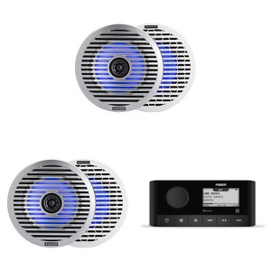 Fusion MS-RA60 Marine Stereo With Wireless Connectivity w/ (2 Pair) 51KM614FL 6.5-Inch (165mm) Thin-Mount Marine Coaxial Speakers with RGB LED, 4-O... - 1 of 4