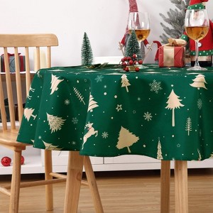 Christmas Table Cloth Round 60 Inch, Waterproof Winter Holiday Xmas Deer Tree Kitchen Christmas Decorations for Table, Round Table Cloth for Home - 1 of 4