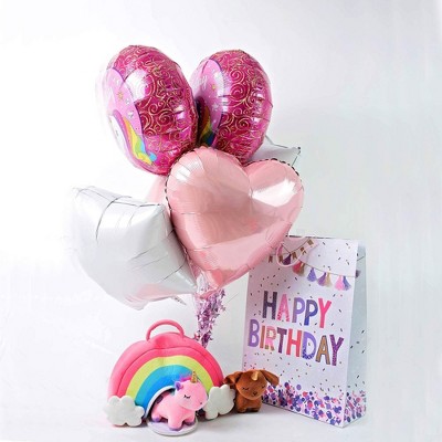 Pixie Crush 5-Piece Pink Unicorn Plush Set with Rainbow Case