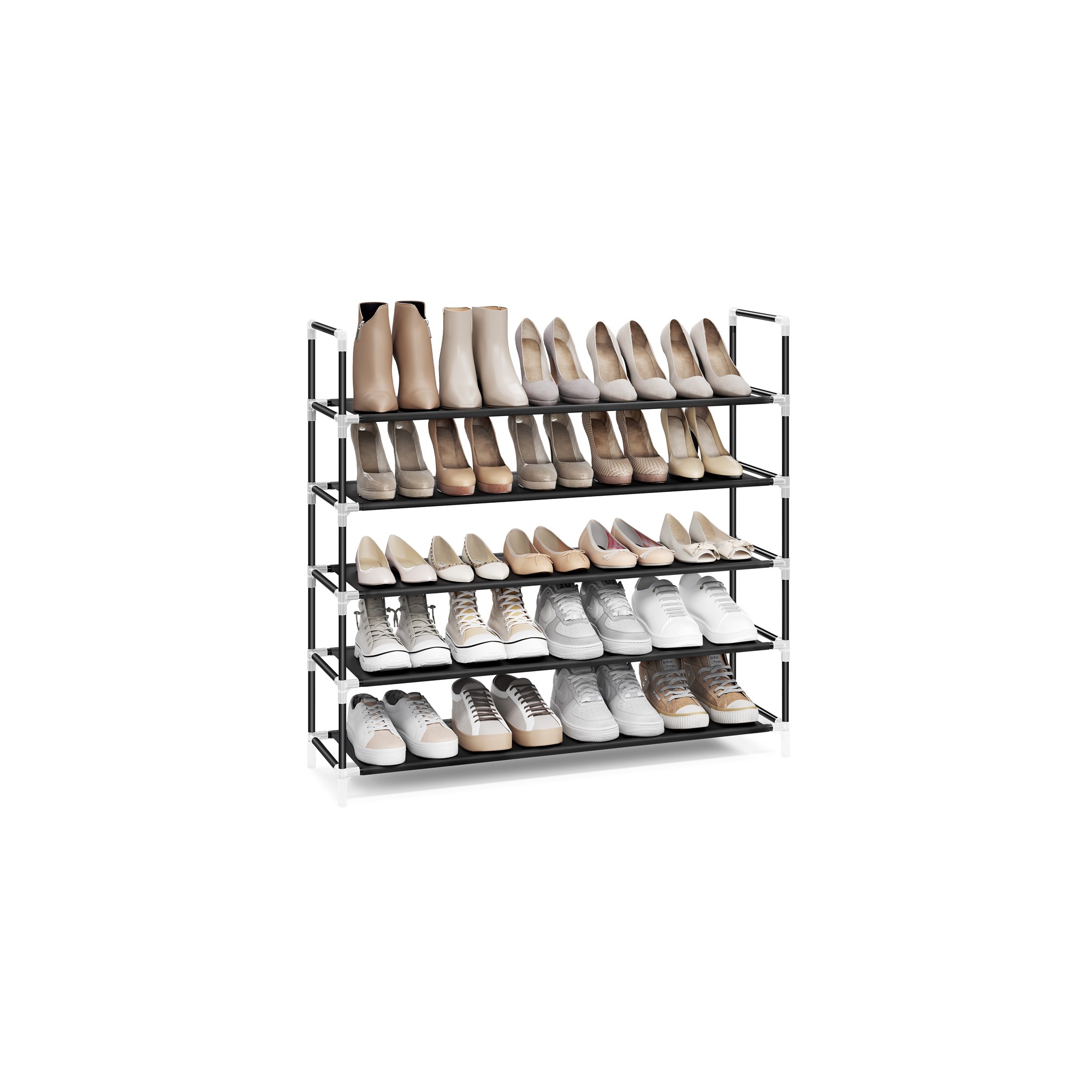 SONGMICS 5 Tiers Shoe Rack Storage Organizer Black 39"L Holds 20-25 Pair of Shoes