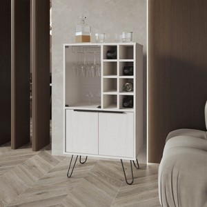 YOOCOZZ Fairfax Bar Cabinet in Melamine with Glass Rack and Wine Storage - white - 1 of 4