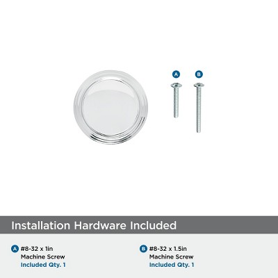 Polished Chrome Round Cabinet Knob with Mounting Hardware