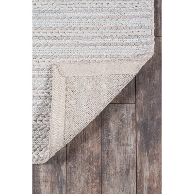 Handmade Light Gray Wool and Viscose Striped Accent Rug 2' x 3'