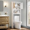Acekool Over The Toilet Storage Cabinet, Farmhouse Bathroom Organizer with Rattan Doors, Adjustable Shelf, White Bathroom Cabinet - 4 of 4