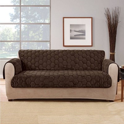 Silky Touch Loveseat Furniture Protector Dark Chocolate - Sure Fit