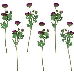 Northlight Real Touch™ Light Plum Purple Ranunculus Artificial Floral Sprays, Set of 6 - 21" - 1 of 4