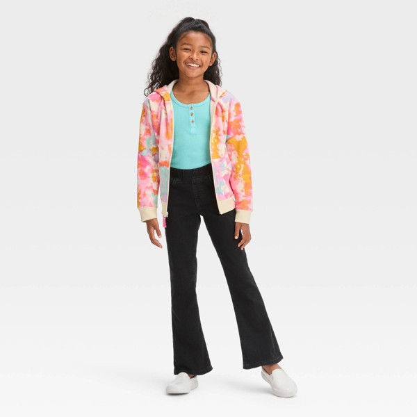 Jeans de tiro medio de pierna acampanada con cintura elástica para niña - Cat & Jack™ 3