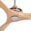 52" Casa Vieja Modern 3 Blade Indoor Ceiling Fan with Remote Control Brushed Nickel Natural Carved Solid Wood for Living Kitchen Bedroom Family Room - 3 of 4