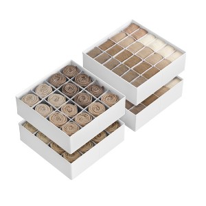 Set of 4 Drawer Organizers, Closet Organizers for Underwear, 80 Cells, Foldable Sock Holders - 1 of 4
