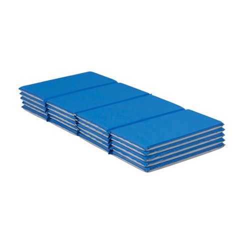 ECR4Kids Everyday 4-Fold Daycare Rest Mat, Folding Sleep Pad, 5-Pack - Blue and Grey - image 1 of 4