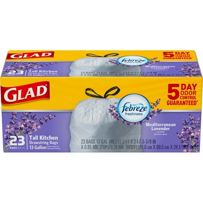 Glad ForceFlex Tall Kitchen Drawstring Trash Bags - Febreze Mediterranean  Lavender