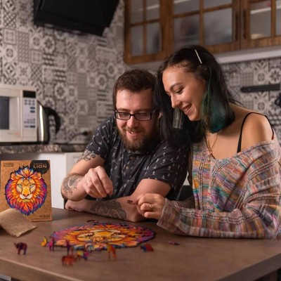 Mysterious Lion 106 Piece Multicolor Wooden Jigsaw Puzzle