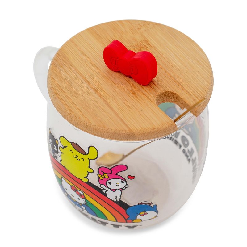 Silver Buffalo Sanrio Hello Kitty and Friends Rainbow Glass Mug With Lid and Spoon, 3 of 10