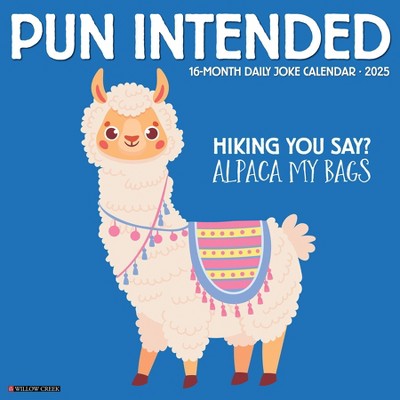 Willow Creek Press Pun Intended 2025 Wall Calendar: Monthly 12x12" Blue Paper, All Ages, Sewn Binding