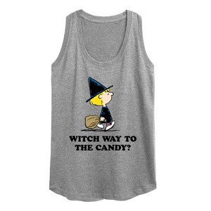 Women's - Peanuts - Witch Way To The Candy Graphic Racerback Tank - 1 of 4