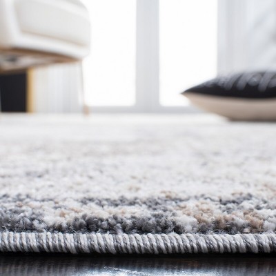 Ivory and Gray Abstract Stain-Resistant Runner Rug