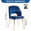 CAVINAS Modern Hollow-Back Dining Chairs with Gold Metal Legs, Set of 2, Upholstered Armless Chairs for Dining Room, Living Room, or Kitchen - 3 of 4